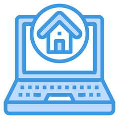 Laptop blue outline icon