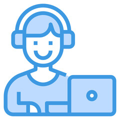 Working blue outline icon