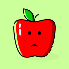 cute red apple emoticon illustration. moody expression