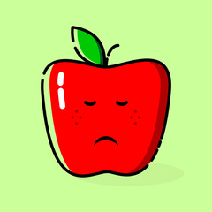 cute red apple emoticon illustration. moody expression.fruit icon
