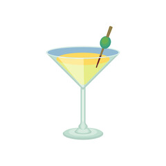 glass cocktail in an elegant cup isolated on white background. continuous line drawing doodle minimalist design
