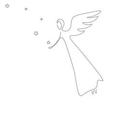 Christmas angel drawing on white background vector illustration	