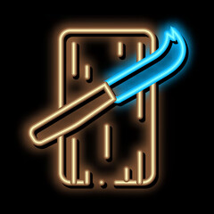 kitchen knife for cheese neon light sign vector. Glowing bright icon kitchen knife for cheese sign. transparent symbol illustration