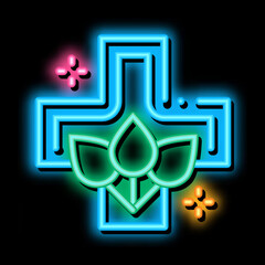 folk medicine neon light sign vector. Glowing bright icon folk medicine sign. transparent symbol illustration