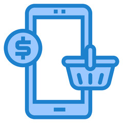 Mobile shopping blue style icon