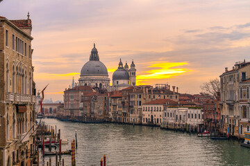 Plakat Grand Canal and Basilica Santa Maria della Salute at sunset in Venice, Italy