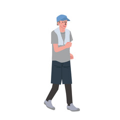 ウォーキングをするシニアの男性のイラスト