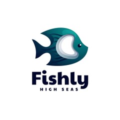 Vector Logo Illustration Fish Gradient Colorful Style.