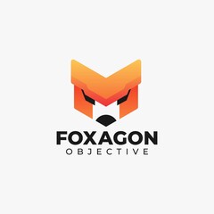 Vector Logo Illustration Fox Gradient Colorful Style.