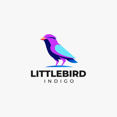 Vector Logo Illustration Little Bird Gradient Colorful Style.