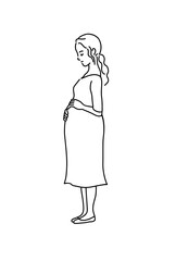 お腹を撫でる妊婦