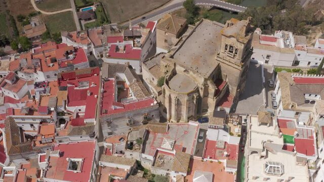 Aerial view over Ronda Town, Spain 

Ronda is a town in the Spanish province of M&aacute;laga, drone, 2021
