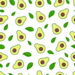Avocado vector pattern. Fresh avocado sample. isolated on white background