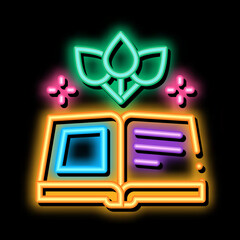 book on traditional medicine neon light sign vector. Glowing bright icon book on traditional medicine sign. transparent symbol illustration