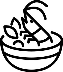 prawn spicy soup minimal line icon