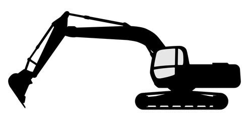 The silhouette of the excavate on a white background.