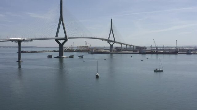 Aerial view over Cadiz bridge, Spain
Drone view from Spain,2021

