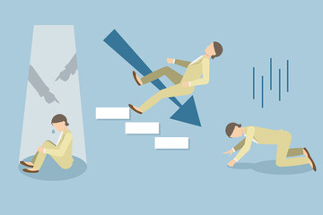 失敗した女性　挫折と不安　自己嫌悪