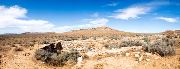 old ruins in arid landscape