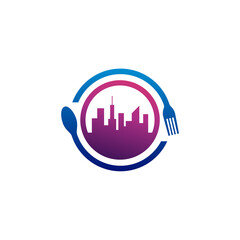 Fototapeta premium Food City logo vector template, Creative Building logo design concepts