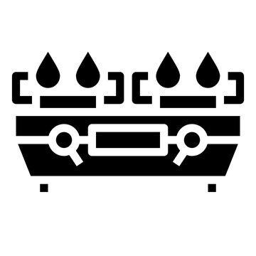 black stove cooking with flames clip art preview