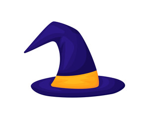 Naklejka premium Witch hat in cartoon style. Vector illusion. Isolated on white background 
