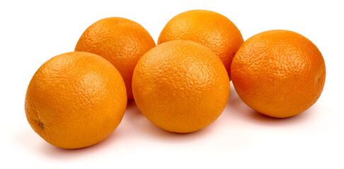 Fresh oranges, isolated on white background. High resolution image.