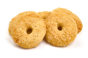 Shortbread cookies with sugar, isolated on white background. High resolution image.