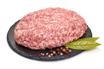 Fresh Minced meat, isolated on white background. High resolution image.