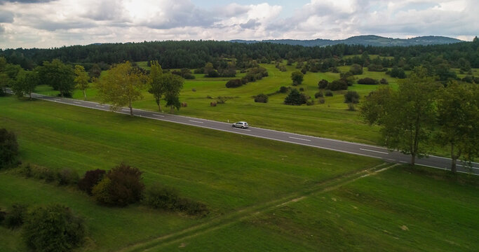 car on Slovenian countryside road