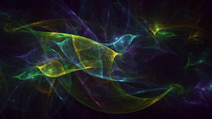 3D rendering abstract multicolor fractal light background