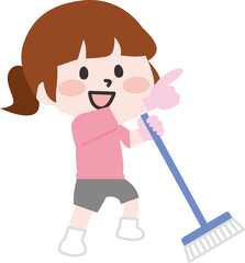 二頭身_指差し浴室女性清掃員