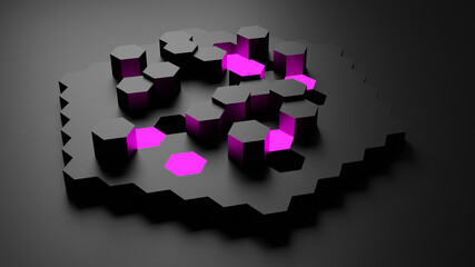 background with hexagons with soft lights 3drender
