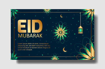 Eid Mubarak poster or banner design. editable background template