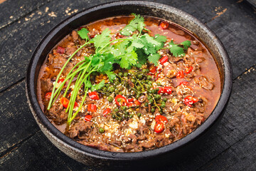 Boiled beef with Chinese Sichuan cuisine