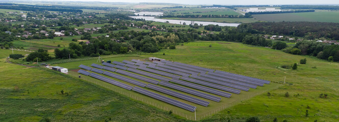 Fototapeta na wymiar solar panels aerial view, alternative energy concept.