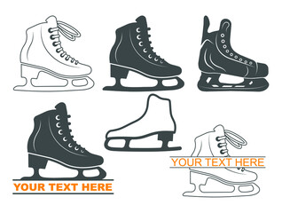 Ice Skates, Ice Skates Split Monogram, Ice skating , Ice Skating Shoes, Ice Skates vector