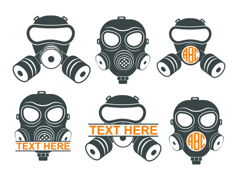Gas Mask, Gas Mask Split And Circle Monogram, Gasmask Logo, Gas Mask Clipart, Gas Mask Vector