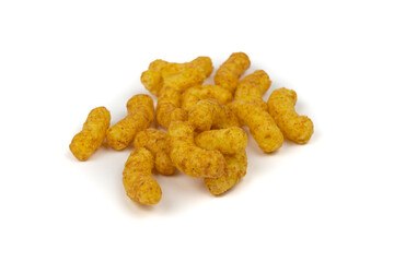 Delicious unhealthy peanut flips on white background, copy space
