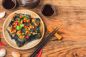A Chinese snack: stinky tofu