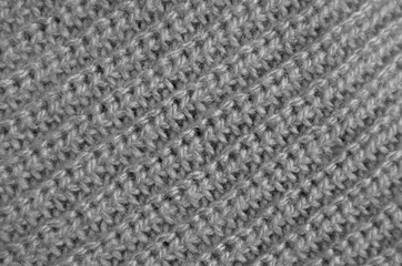 Closeup the Texture of Silver Gray Alpaca Knitted Wool Fabric in Diagonal Patterns