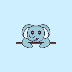 Cute elephant lying down. Animal cartoon concept isolated. Can used for t-shirt, greeting card, invitation card or mascot. Flat Cartoon Style