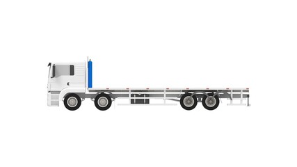 3D rendering of a semi truck trailer transport vehicle isoalted on empty white background.
