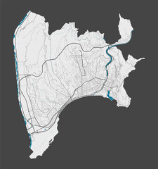 Detailed map of Nice city, Cityscape. Royalty free vector illustration.