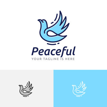 Peaceful Dove Pigeon Flying Wing Peace Love Freedom Logo