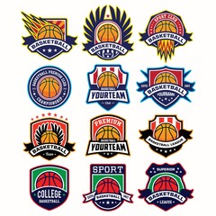 Set emblem basketball vector logo design