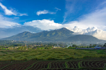 Indonesia is a beautiful country, its beauty is shaped by many mountains and rice fields.