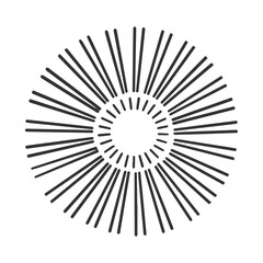 Obraz premium Sunbeam sun line art sketch raster illustration