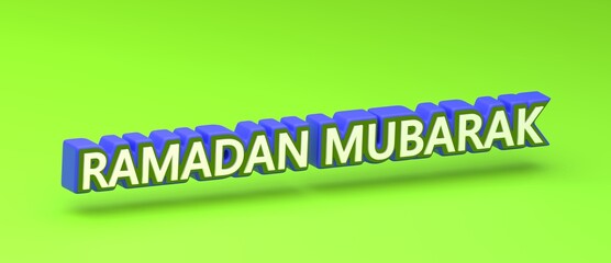 Abstract RAMADAN MUBARAK 3D TEXT Rendered Poster (3D Artwork)