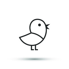 Bird singing icon vector element for trendy design. Simple pictogram for mobile concept and web apps. Vector line bird animal icon isolated